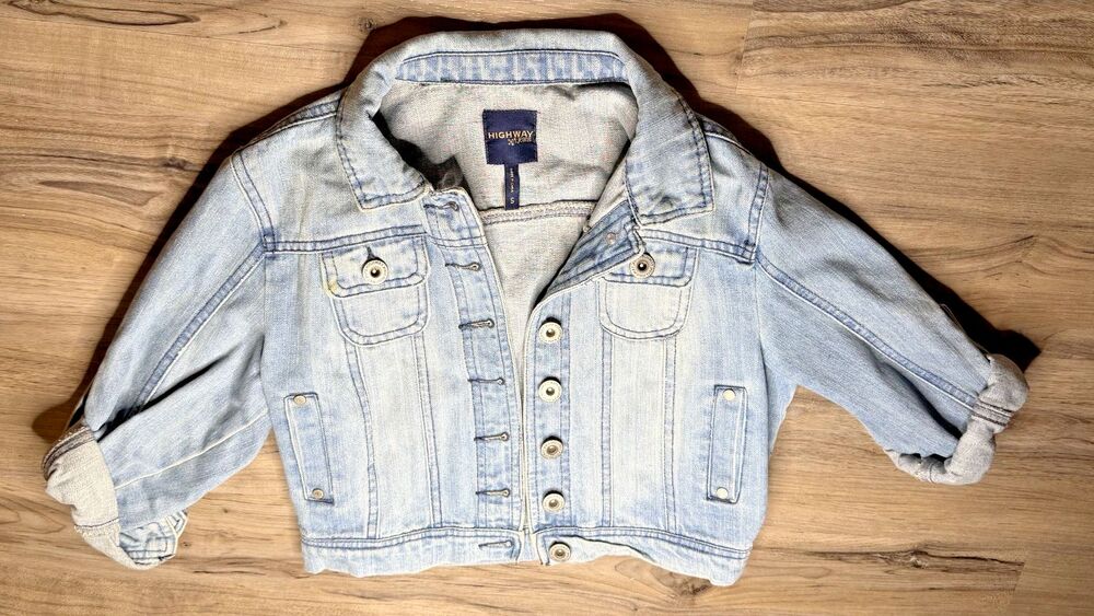 Highway Jeans Denim Cropped Jacket Light Wash Blue Jean Size Small Womens Junior